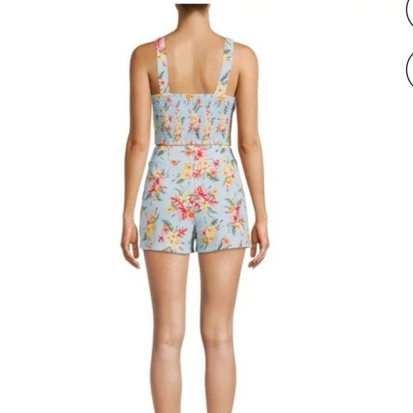 No Boundaries Junior Size M Tank Top And Shorts Two Piece Set Blue With Floral - Picture 10 of 10